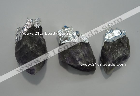 NGP1087 20*30mm - 25*50mm nuggets amethyst gemstone pendants