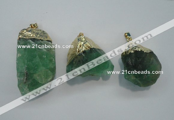 NGP1088 20*30mm - 25*50mm nuggets green fluorite pendants