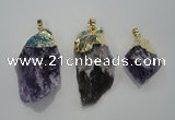 NGP1090 20*30mm - 25*50mm nuggets amethyst gemstone pendants