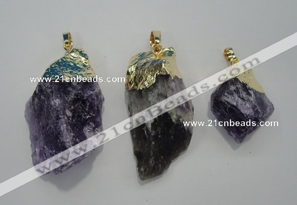 NGP1090 20*30mm - 25*50mm nuggets amethyst gemstone pendants