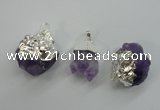 NGP1092 18*25mm - 25*40mm faceted nuggets amethyst pendants