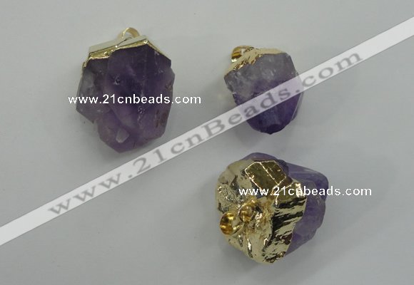 NGP1093 18*25mm - 25*40mm faceted nuggets amethyst pendants