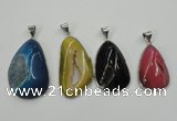 NGP1098 25*30 - 30*45mm freeform druzy agate pendants with brass setting