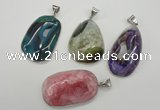 NGP1099 25*30 - 30*45mm freeform druzy agate pendants with brass setting