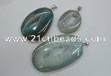 NGP1100 30*40 - 50*70mm freeform druzy agate pendants with brass setting