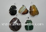 NGP1101 25*35 - 40*50mm freeform druzy agate pendants with brass setting