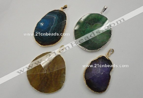 NGP1110 30*40 - 40*50mm freeform druzy agate pendants with brass setting