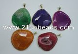 NGP1111 40*50 - 50*55mm freeform druzy agate pendants with brass setting