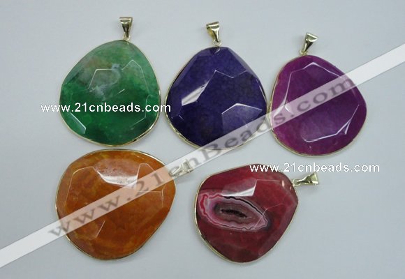 NGP1111 40*50 - 50*55mm freeform druzy agate pendants with brass setting