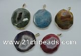 NGP1113 40*45 - 45*50mm freeform druzy agate pendants with brass setting