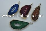 NGP1118 30*45 - 40*60mm freeform druzy agate pendants with brass setting