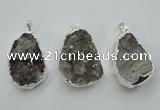 NGP1125 25*40 - 35*45mm freeform druzy agate pendants with brass setting