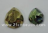 NGP1132 40*45 - 50*55mm faceted teardrop plated druzy agate pendants