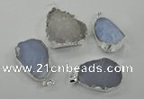 NGP1135 25*35mm - 40*45mm freeform druzy agate pendants with brass setting