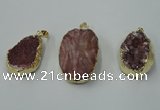 NGP1141 25*35mm - 40*45mm freeform druzy agate pendants with brass setting