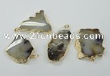 NGP1146 25*35mm - 40*60mm freeform agate pendants with brass setting