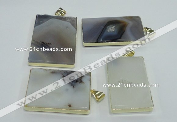 NGP1155 25*35mm - 40*50mm freeform agate pendants with brass setting