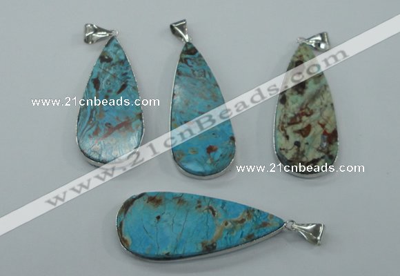 NGP1157 20*40mm - 25*50mm freeform ocean agate pendants with brass setting