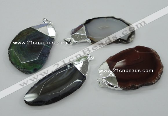 NGP1159 35*50mm - 50*70mm freeform agate pendants with brass setting