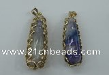 NGP1160 18*60mm - 20*65mm freeform agate pendants with brass setting