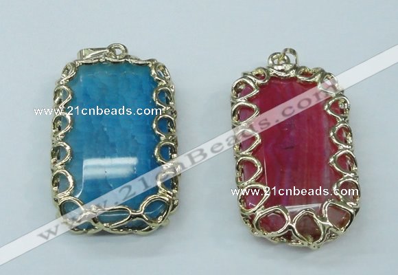 NGP1161 35*60mm freeform agate pendants with brass setting