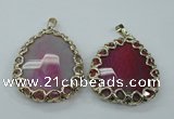 NGP1162 50*55mm - 52*60mm freeform agate pendants with brass setting