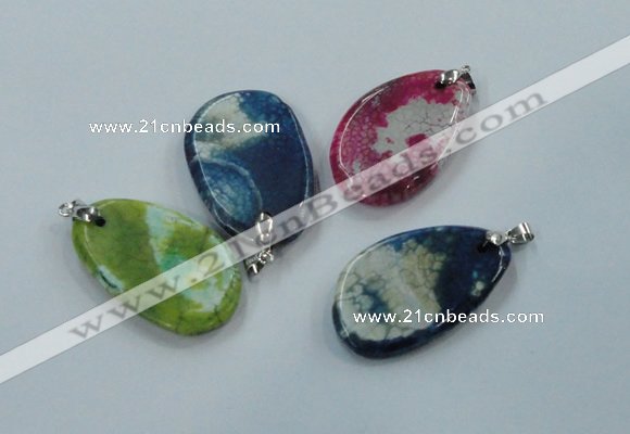 NGP1228 30*45mm - 35*50mm freeform agate pendants with brass setting