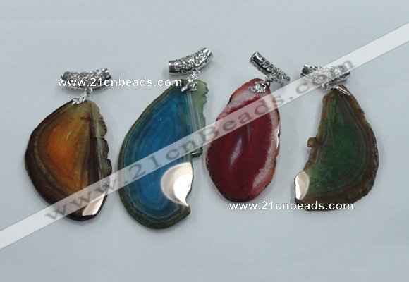 NGP1230 35*65mm - 45*70mm freeform agate pendants with brass setting