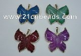 NGP1281 45*48mm butterfly agate pendants with brass setting