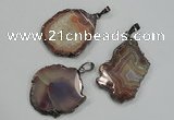 NGP1284 30*40mm – 35*45mm freeform agate pendants with brass setting