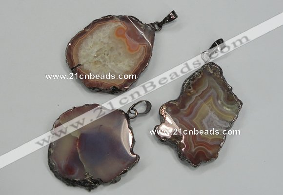 NGP1284 30*40mm – 35*45mm freeform agate pendants with brass setting