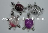 NGP1295 43*60mm tortoise agate pendants with crystal pave alloy settings