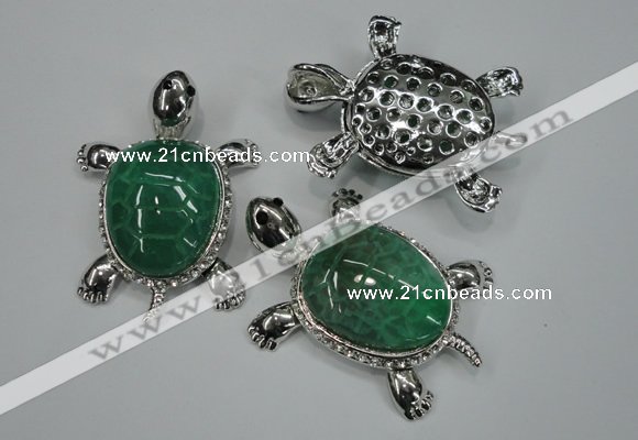 NGP1297 43*60mm tortoise agate pendants with crystal pave alloy settings