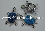 NGP1298 43*60mm tortoise agate pendants with crystal pave alloy settings