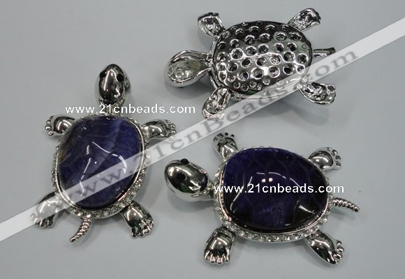 NGP1299 43*60mm tortoise agate pendants with crystal pave alloy settings