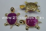 NGP1303 43*60mm tortoise agate pendants with crystal pave alloy settings