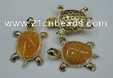 NGP1304 43*60mm tortoise agate pendants with crystal pave alloy settings