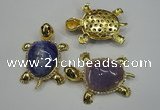 NGP1305 43*60mm tortoise agate pendants with crystal pave alloy settings