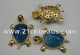 NGP1307 43*60mm tortoise agate pendants with crystal pave alloy settings