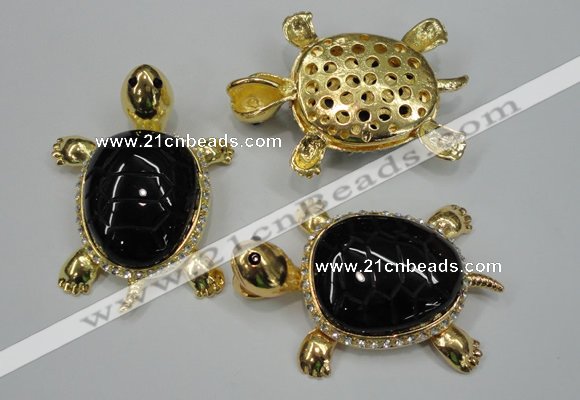 NGP1308 43*60mm tortoise agate pendants with crystal pave alloy settings