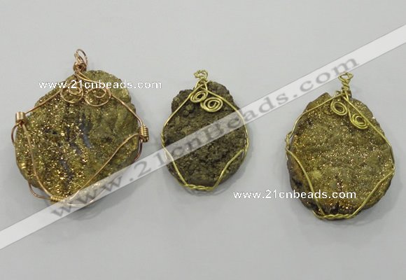 NGP1321 30*40mm - 45*60mm freeform agate pendants with brass setting