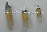 NGP1348 10*40mm - 15*80mm faceted nuggets white crystal pendants