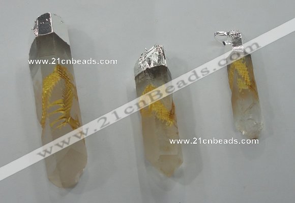 NGP1348 10*40mm - 15*80mm faceted nuggets white crystal pendants