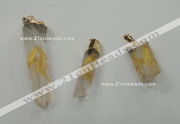 NGP1349 10*40mm - 15*80mm faceted nuggets white crystal pendants