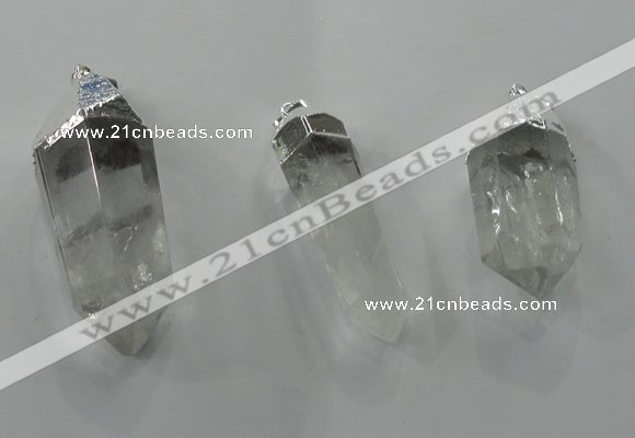 NGP1350 10*35mm - 15*60mm faceted nuggets white crystal pendants