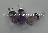 NGP1353 15*30mm - 18*40mm faceted nuggets amethyst pendants