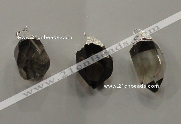 NGP1354 15*35mm - 20*40mm faceted nuggets smoky quartz pendants