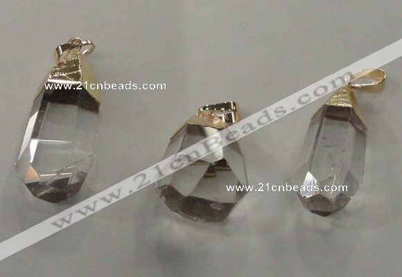 NGP1357 15*30mm - 20*35mm faceted nuggets white crystal pendants