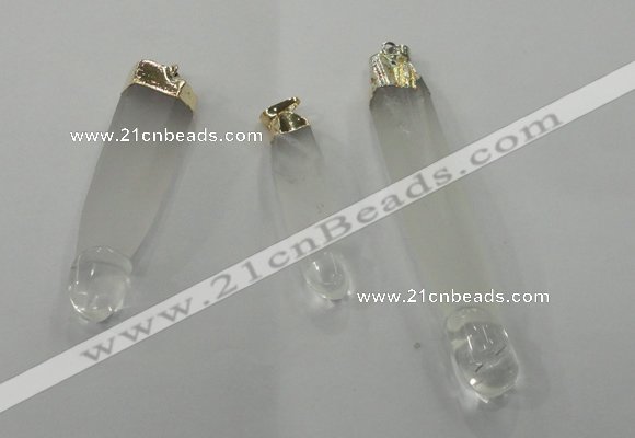 NGP1359 10*45mm - 15*75mm carved white crystal pendants