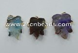 NGP1367 30*40mm - 35*45mm leaf agate pendants with brass setting